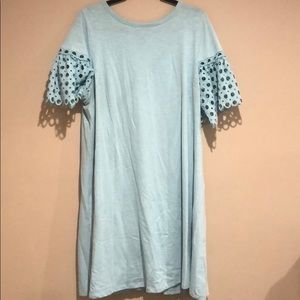 Light Blue Lane Bryant T-Shirt Dress W/ Fun Sleeve
